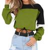 Womens Long Sleeve Splcing Color Sweatshirt Pullover Tops Blouse