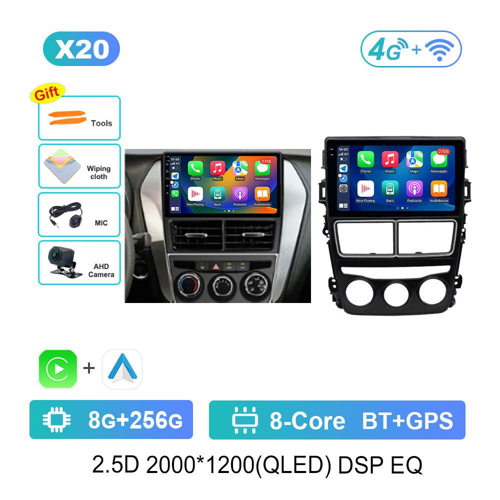 Car Radio Multimedia Player Android 14 Intelligent System for Toyota Vios Yaris 2018 - 2020 GPS 4G WiFi Bluetooth Split Screen