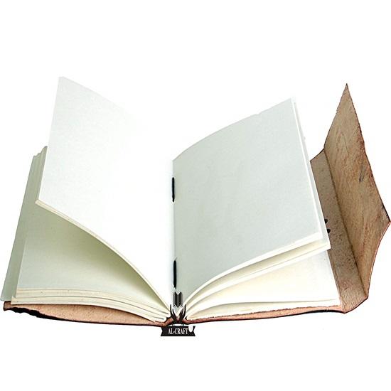 Kožený zelený kámen hnědý embosovaný ručně vyrobený diář s kovovým zámkem