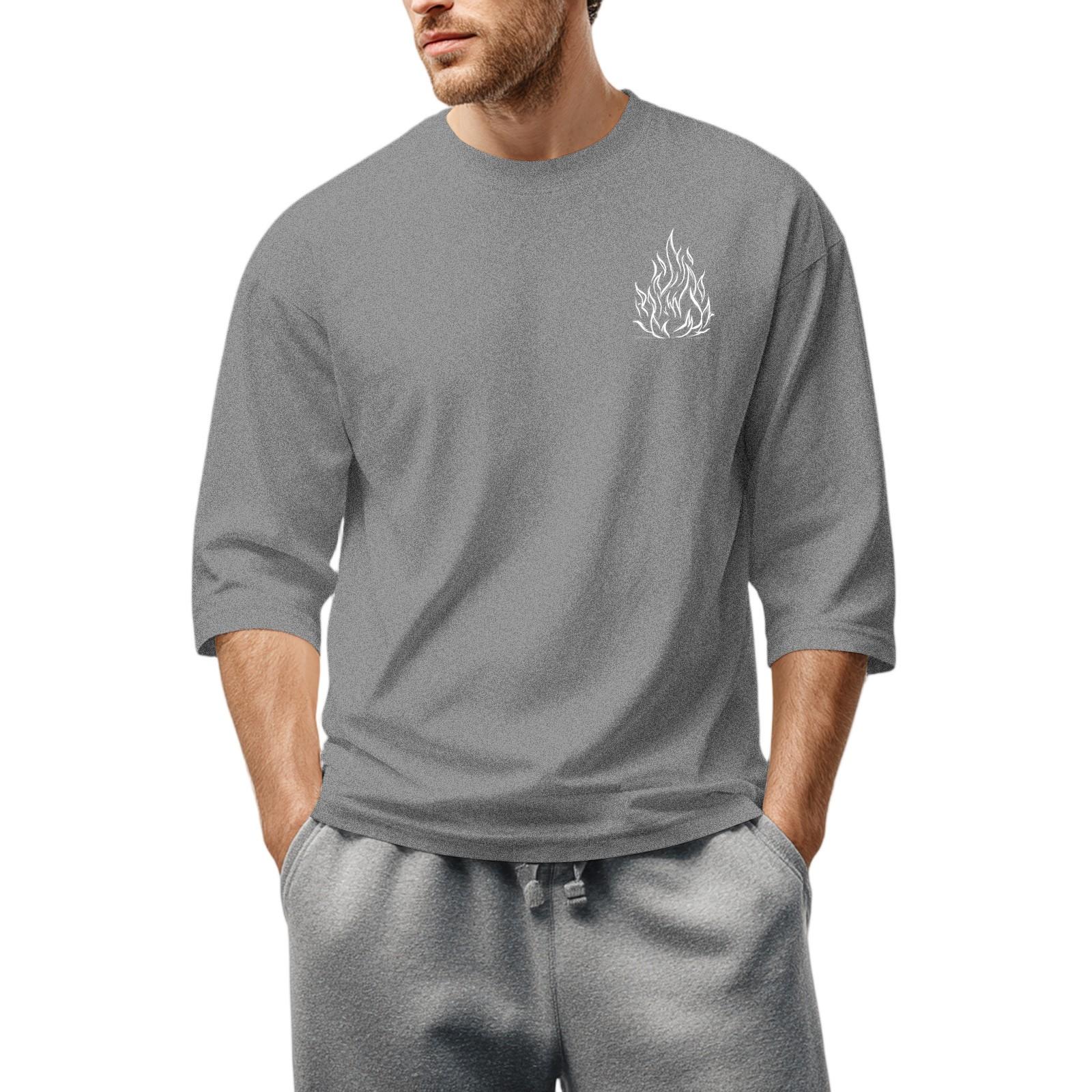 

Мужская повседневная модная футболка с круглым вырезом и рукавом три четверти M