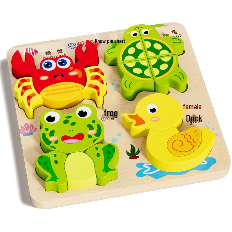 3D Wooden Educational Puzzles for Toddlers: Four-in-One Early Learning Toy