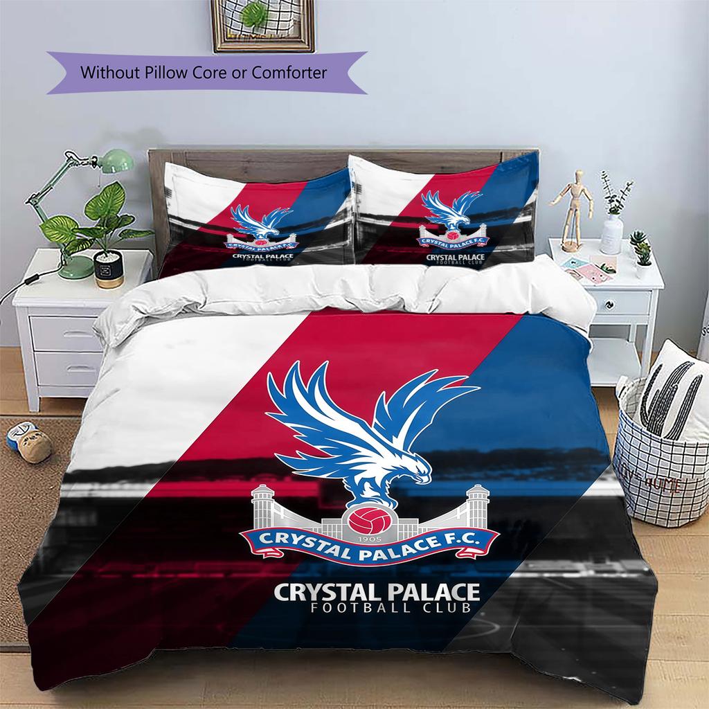 Crystal Palace F.C Pattern Bedding Quilt Set Home Decoration Gift (1 * duvet cover + 2 * pillowcase without core).xwn