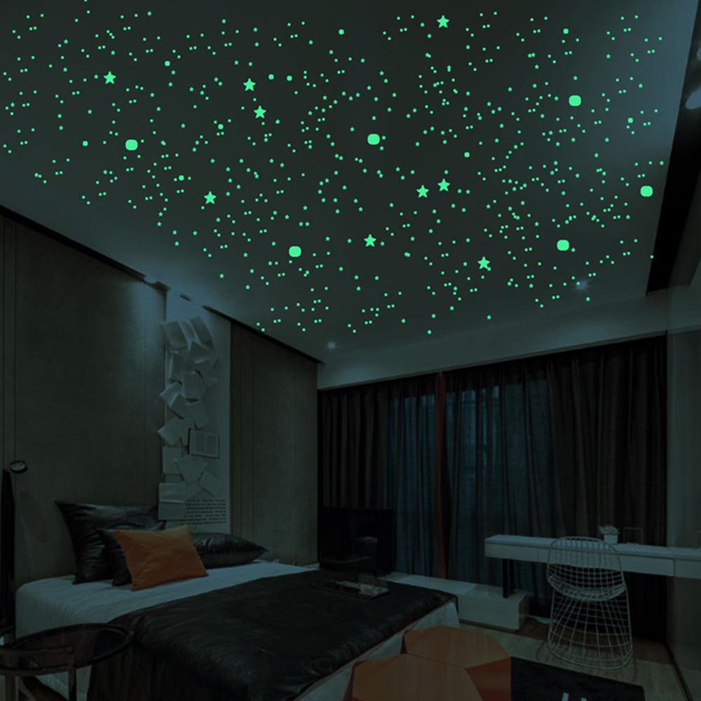 202Pcs Fluorescent Wall Sticker Glow In Dark Decal Stickers Stars Dots Bubble 3D Bedroom Ornament  Luminous DIY Kids Room Decor