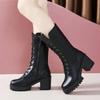 Women's Boots Hot Top 2024 Chunky Platform Pu High Heels Retro Punk Increasing Long Warm Winter Super Star Non Slip Rain Shoes