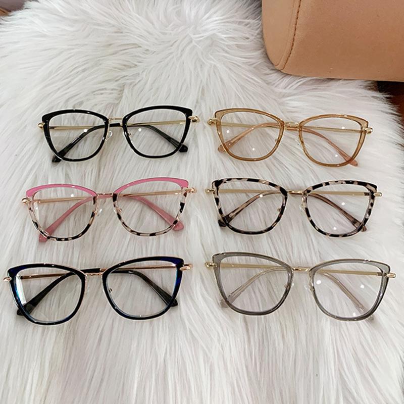 Simple And Fashionable Anti-Blue Light Flat-Glass Light Luxury Metal Women's Glasses Frame Optical Prescription Customization