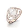 3.14 Cts Oval Cut Solitaire Pearl Halo Three Layer 925 Sterling Silver Rose Vermeil Accent Wedding Ring