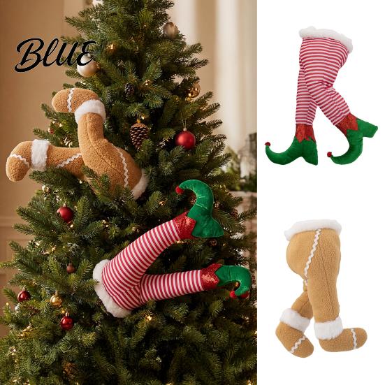 Festival Atmosphere Prop Christmas Elf Legs Tree Ornaments Plush Stuffed Stuck Celebration Supply Topper Decorations for Xmas Tree Indoor