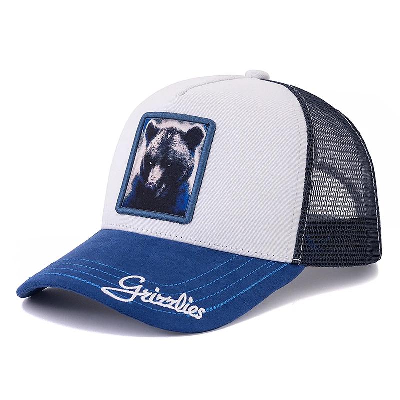 Hot Sale Animal Trucker Hat Polar Bear Pattern Patch Design Suede Baseball Cap Outdoor Sports Fishing Cap For Men Women