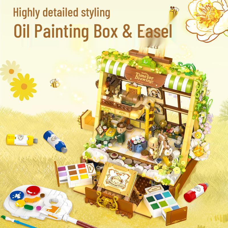 

Плюшевый мишка Цветочный мольберт Конструктор - Модная игрушка-украшение для девочек, Бесплатная доставка