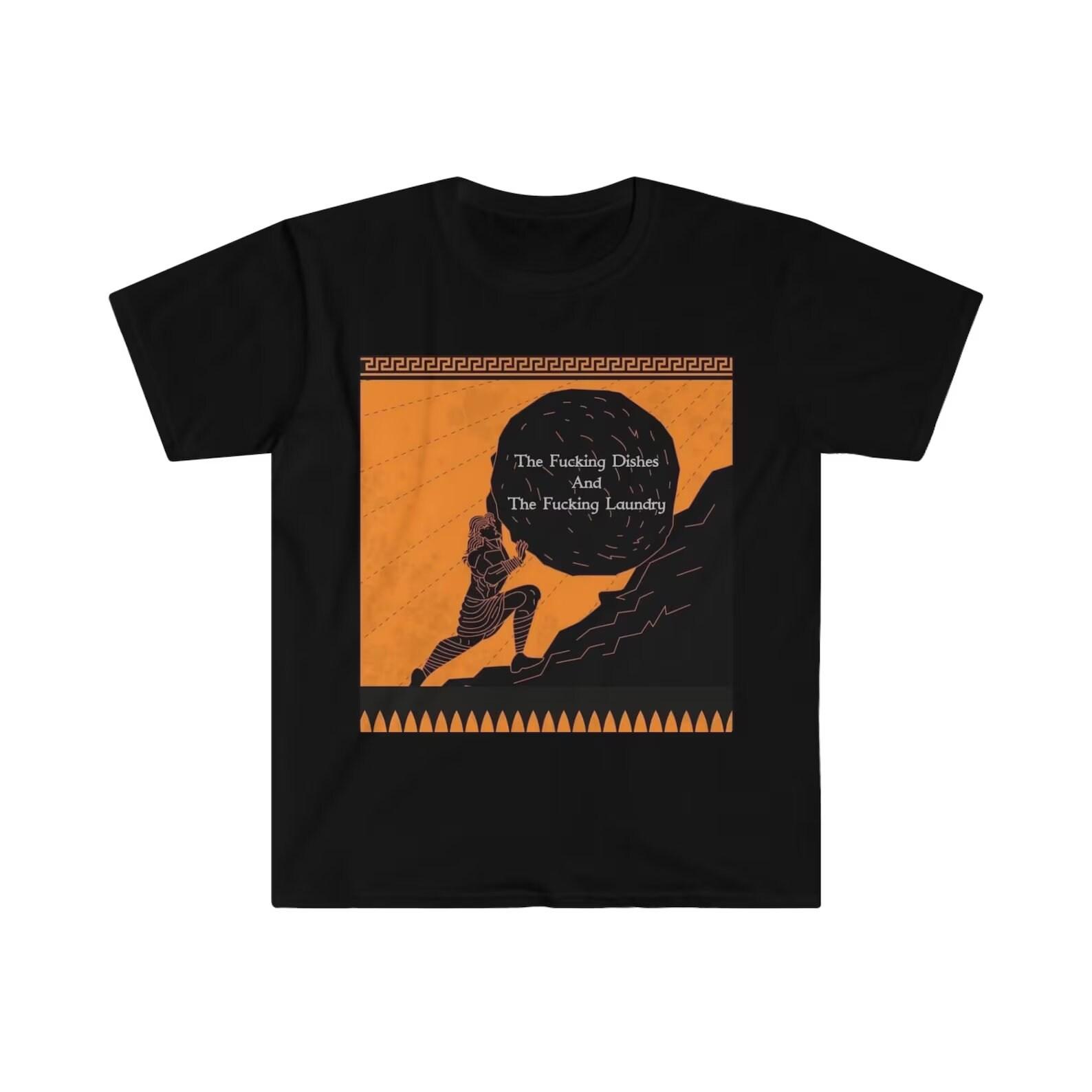 Dishes and Laundry Sisyphus Boulder Greek Mythology Funny Meme shirt XL