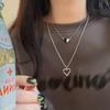"European & American Double-Layer Love Necklace: Hip-Hop Inspired Long Sweater Chain for Women"