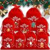 Merry Christmas Velvet Bags Drawstring Pouch Candy Snack Gifts Bag Jewelry Packaging Bags For Christmas New Year Decoration
