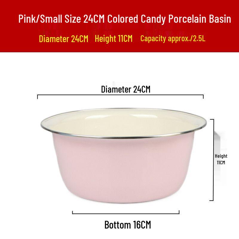 Vintage-Style High-Grade Colorful Enamel Basin: Ideal for Kitchen, Dough Kneading, or Vegetable Washing.