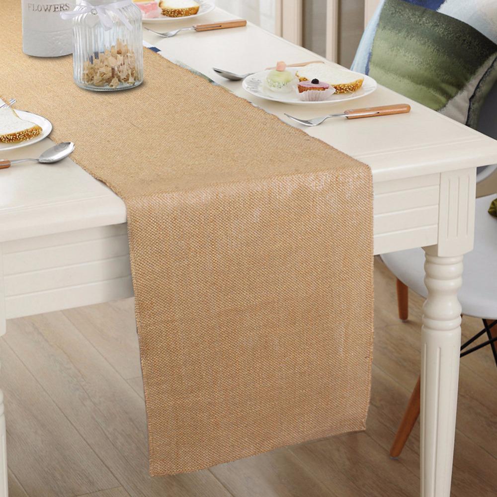 Rustic Burlap Table Runner - Solid Color for Wedding & Outdoor Party Decor