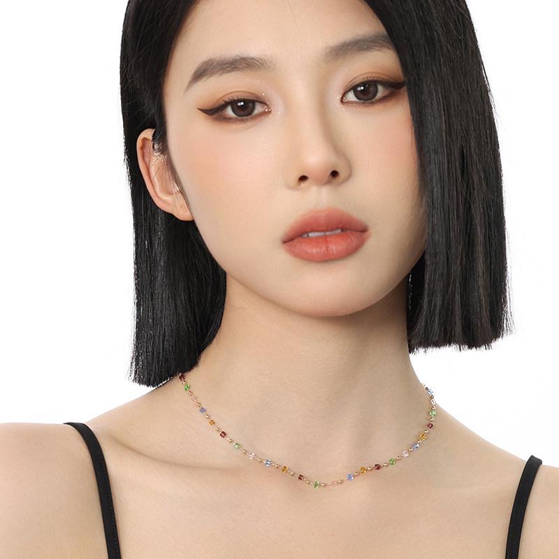 Dopamine Crystal Bead Necklace: Elegant Summer Clavicle Chain for Women