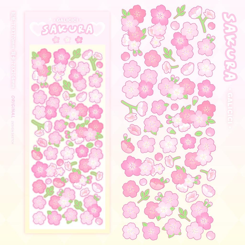 Diamond cherry blossom laser sticker goka diy decorative material