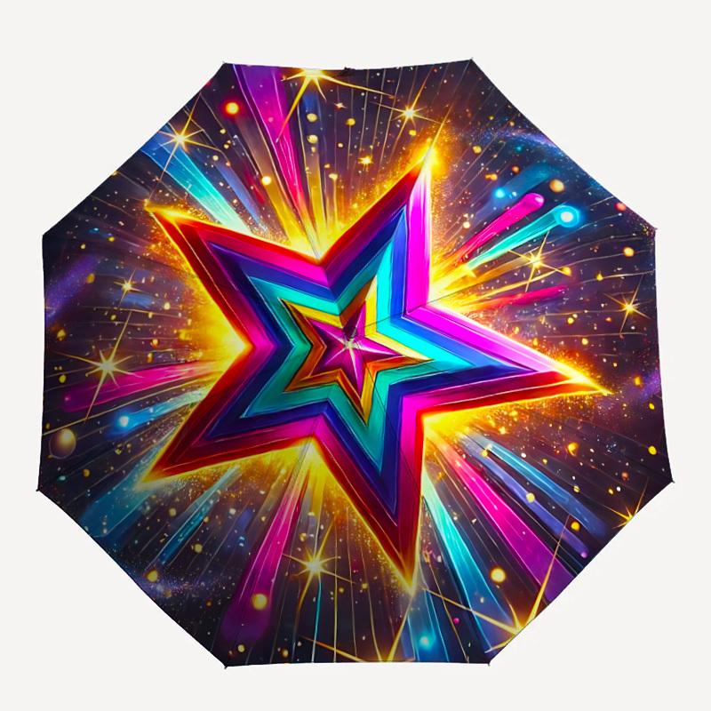 

1pc Colorful Star Mandala Automatic Open/Close Umbrella with Windproof, 8-Rib Sturdy Canopy, Durable Ribs, Ideal for Gifts yy251117021