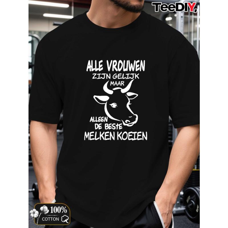 European sizes Men'S Summer T-Shirt, Funny Streetwear Saying Graphic Print Short Sleeve Tees Trendy Casual Tops for Daily Life