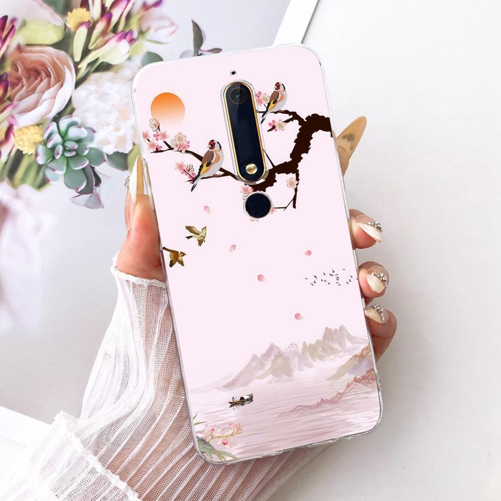 For Nokia 6 2018 Clear Case Cover Aesthetic Luxury Cute Cat Fashion Butterfly Funny Painted Phone Casing