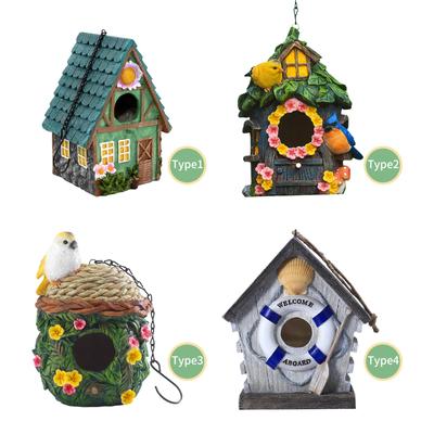 Hanging Bird House Decorative Cute Cage for Bird Outdoor Resin Bird House Hanging Nest Ornament