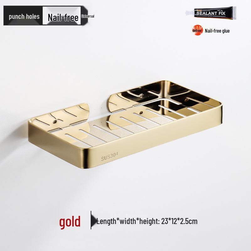 304 Stainless Steel Wall-Mounted Draining Soap Holder - No Water Accumulation for Hotel Use.