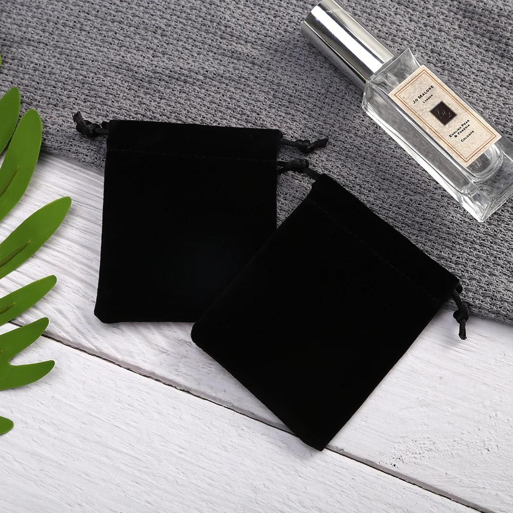 Small Black Velvet Bags 7x9 9x12cm Charms Earrings Jewelry Packaging Bags Wedding Drawstring Velvet Pouches Gift Bag