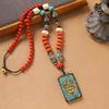 Original Tibetan Retro Long Necklace Exotic Nepalese Pendant Turquoise Weaving Men's and Women's Niche Accessories