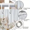 1Pc White Flower And Leaf Pattern Shower Curtain, Polyester Fabric, Machine Washable, Suitable For Bathroom Decoration