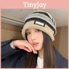 Color Fashionable Blocked Striped Design Women Casual Knitted Hat Winter For