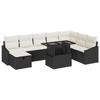 VidaXL Ensemble de Sofa de Jardin de 9 pièces avec coussins en poly rattan noir 3361186