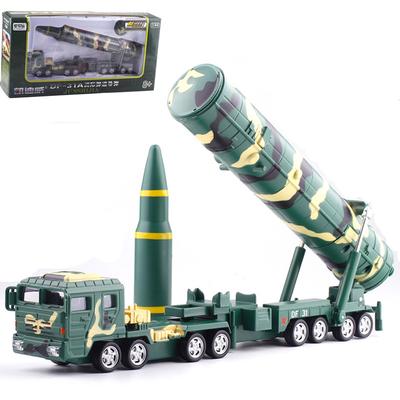1/64 Scale Chinese DF-31A Intercontinental Missile Launch Truck Diecast Model Toy,Pull Back Vehicle with Sound and Light for Kids Toddler Collection