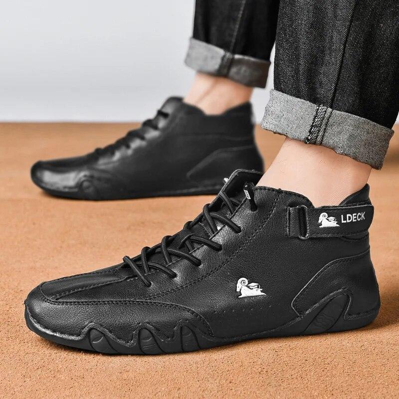 Men Boots Casual Motorcycle Winter Shoes  Waterproof High Top Sneakers Luxury Footwear