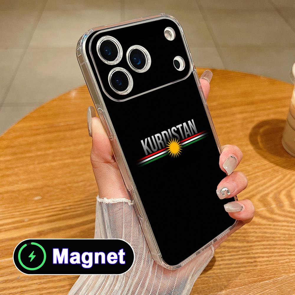 Kurdistan Flag Clear TPU Magsafe Mobile Phone Case for iPhone 17 16 15 14 13 12 11 Air Pro Max Plus Mini Colorful Cover