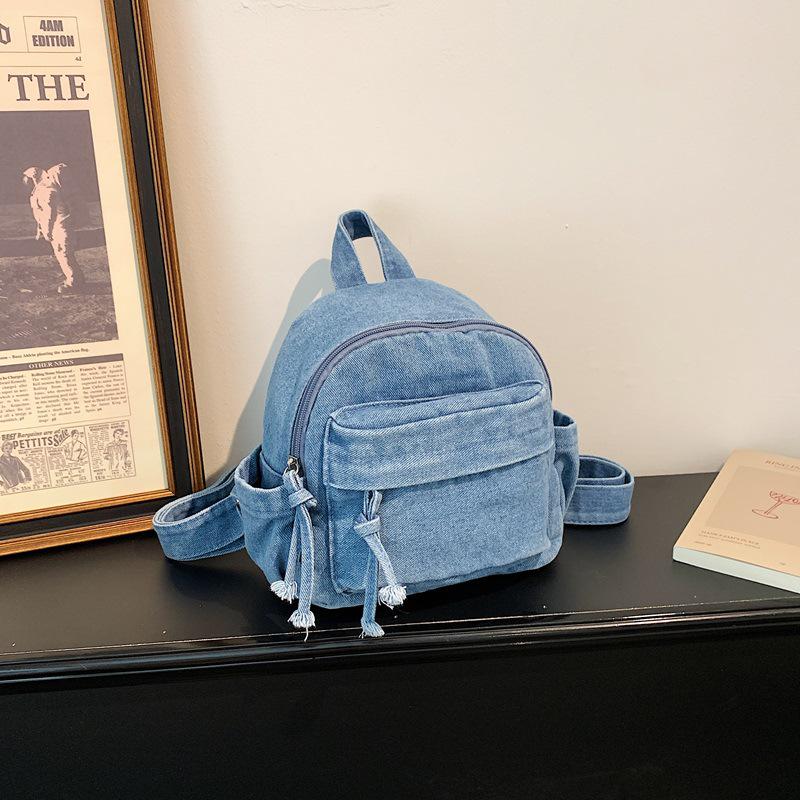 Lightweight Unisex Mini Japanese-Style Denim Backpack for Women and College Students