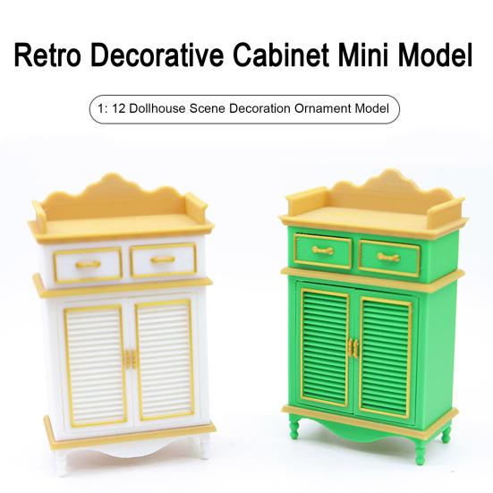 1: Modello di Armadietto per Scarpe in Miniatura Scala 1:12 con Ante e 2 Cassetti Accessorio per Arredamento Mini Casa delle Bambole per Paesaggio Micro Fai da Te Oggetti di Scena per Gioco di Finzione