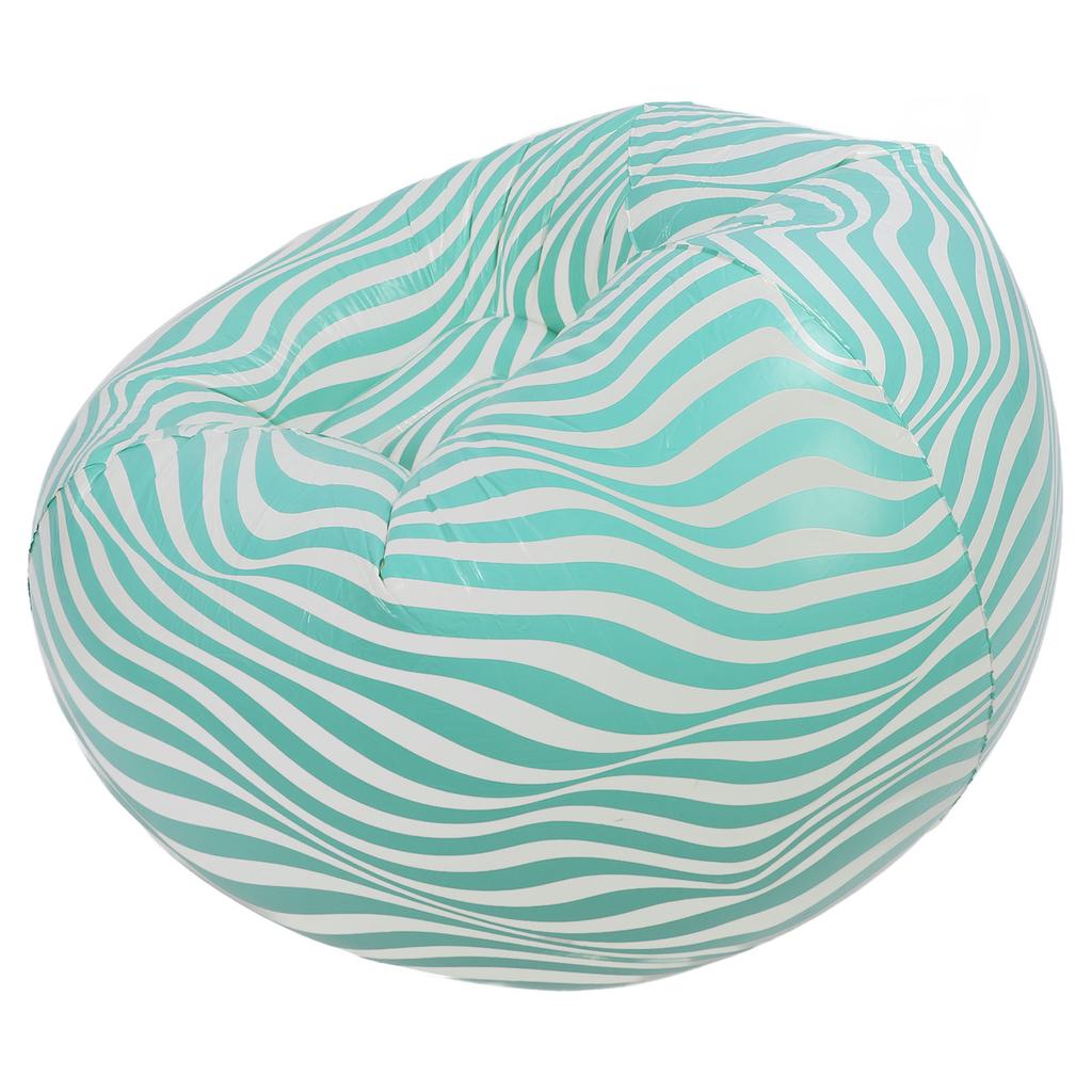 Aufblasbarer Stuhl PVC Wellenstreifenmuster Ergonomisches Design Minimalismus Aufblasbarer Sitzsackstuhl Grün