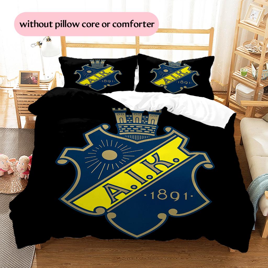 FC AIK Pattern Bedding Home Decoration Birthday Gift (1 * Duvet Cover + 2 * Pillowcase, Without Core)