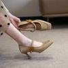 Women's Shoes 2024 Spring New Niche Outfit Skirt Square Toe Shallow Mouth Slim Heel Temperament High Heels Single Shoe