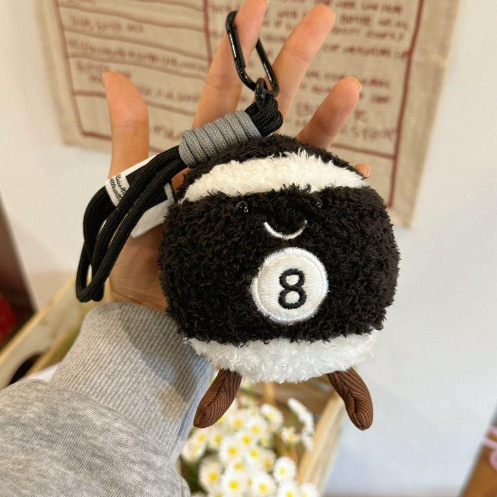 6 Colors Billiard Balls Pendant 10cm Backpack Key Chain Kawaii Billiards Plush Key Ring  for Boys