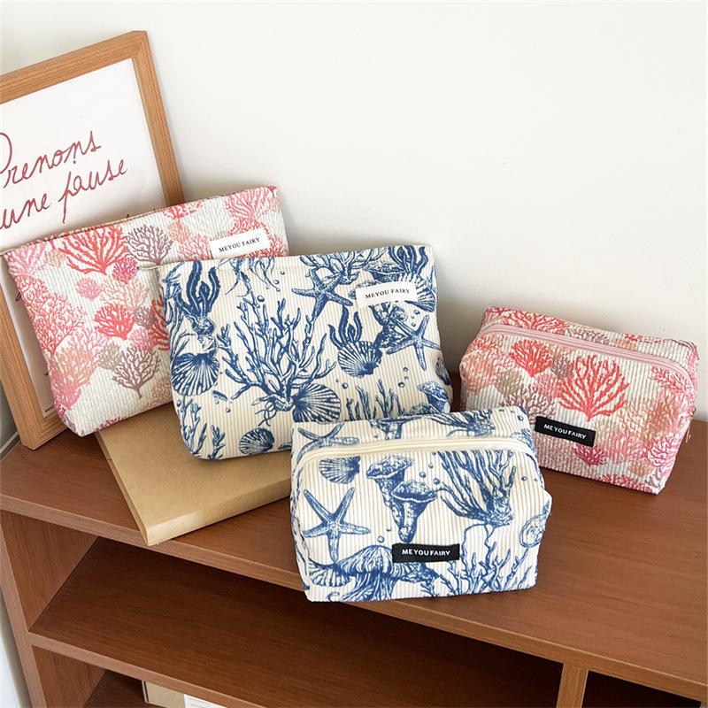 New Corduroy Storage Bag Cosmetic Bag Large Capacity Portable Cosmetic Bag Clutch Bag Storage Bag