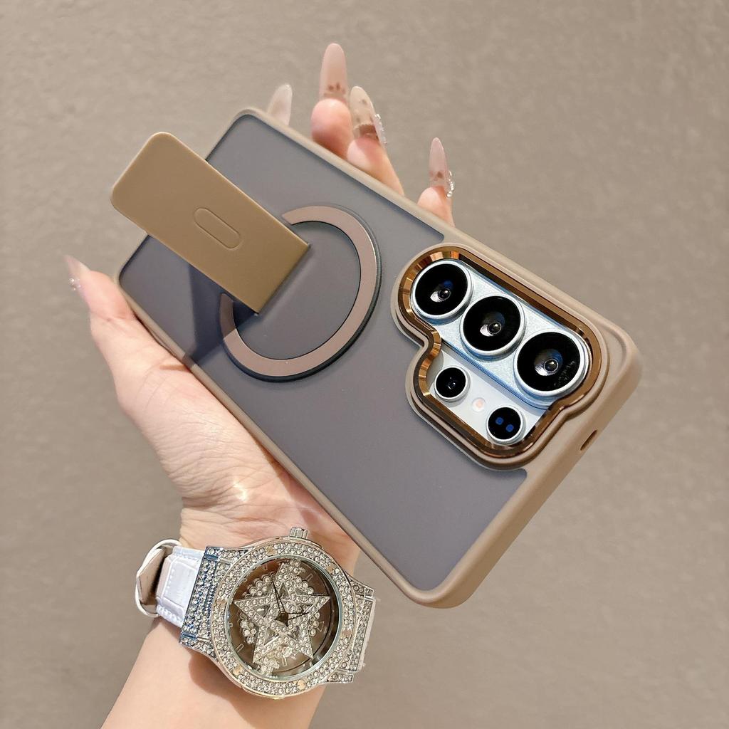 Samsung S26 Ultra Case: Skin-feel, Colorful, Sound-Invisible Magnetic Stand, Drop-proof, Hard Case for S25/A57.