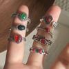 Xiaomi BF CLUB 925 Sterling Silver Ring For Women Jewelry Retro Black Red Stone Vintage Handmade Ring Allergy For Party Birthday Gift