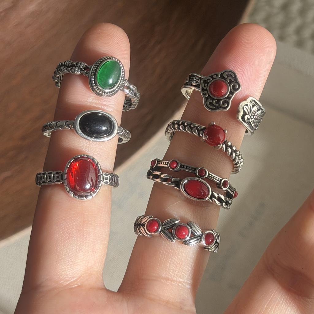 Xiaomi BF CLUB 925 Sterling Silver Ring For Women Jewelry Retro Black Red Stone Vintage Handmade Ring Allergy For Party Birthday Gift