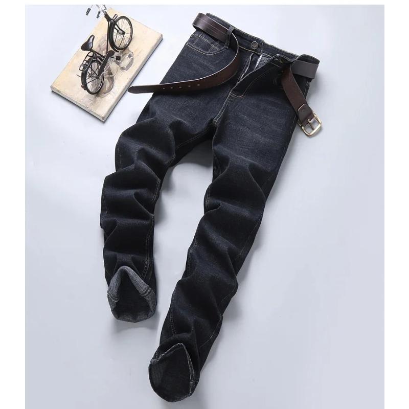 Men Fashion Straight Jeans Stretch Slim Fit Pants Comfortable Soft Business Denim Trousers Clothing