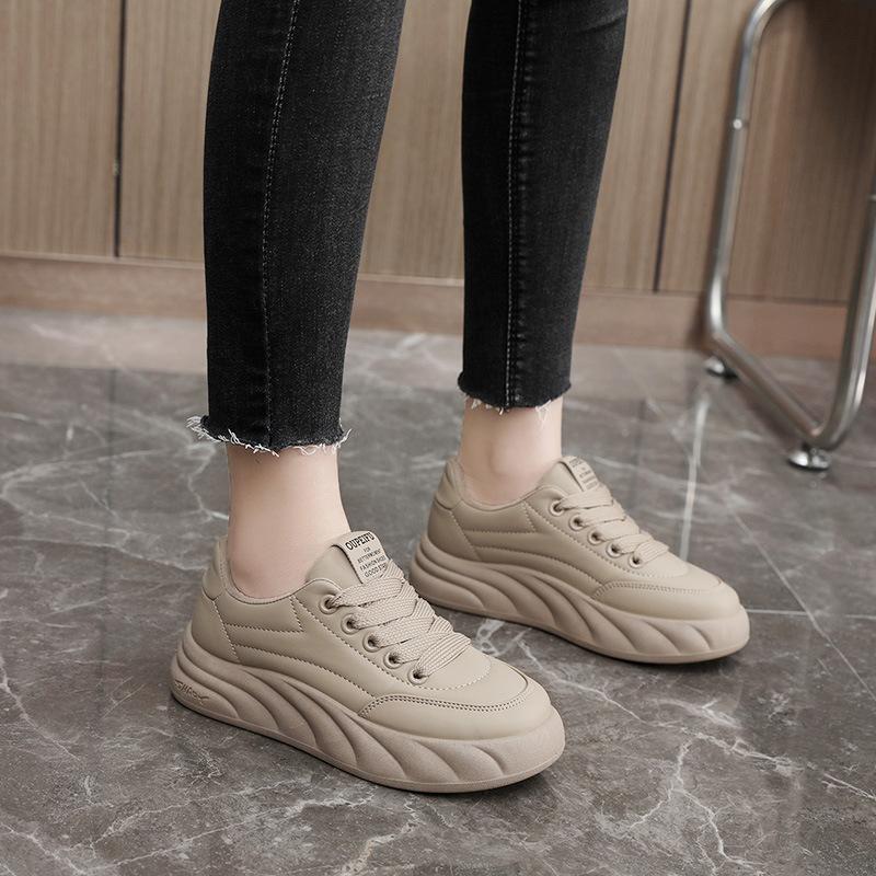 Xfc02 New Solid Color Casual Sneakers  Spring and Summer Versatile Simple Thick Bottom Height Increasing Women Shoes Wear-Resistant Breathable