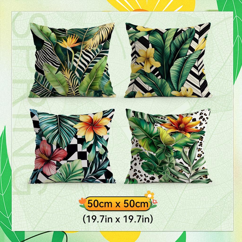 Tropical Plant Leaves Pillowcase Printed Polyester 40/45/50Cm Throw Pillowcover Decorative Sofa Cushion Pillowslip Home Decor