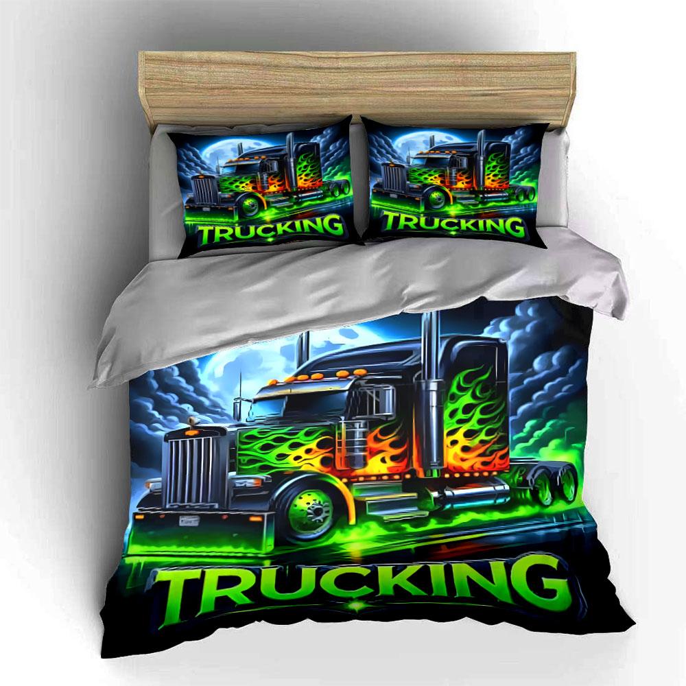 Vibrant Truck Design Set Display Exquisite Three-Piece Bedding Set Gift For Kids And Adults