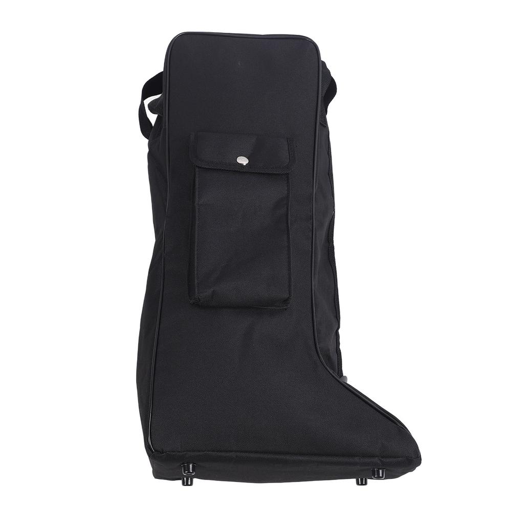 Boot Bag with Handle Oxford Cloth and Leather Black Waterproof Portable Boots Storage Bag for