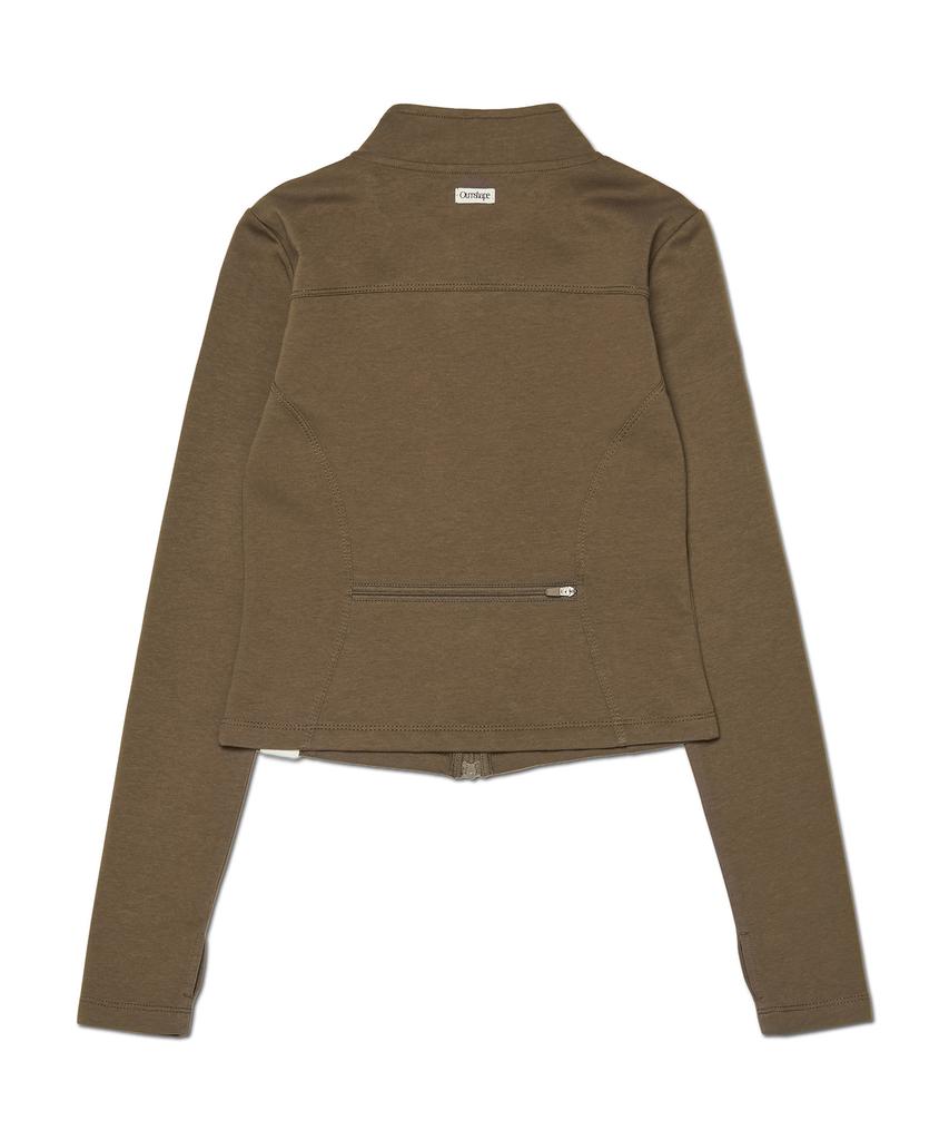 AWOSWEIB Relaxed Slim Zip-Up - Brown
