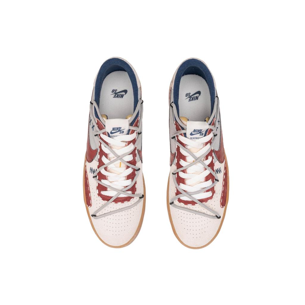 Nike Heritage Slip Resistant, Abrasion Resistant, Lightweight Low Top Skateboard Shoes Unisex Beige Red CD5010-102(TeamF-)